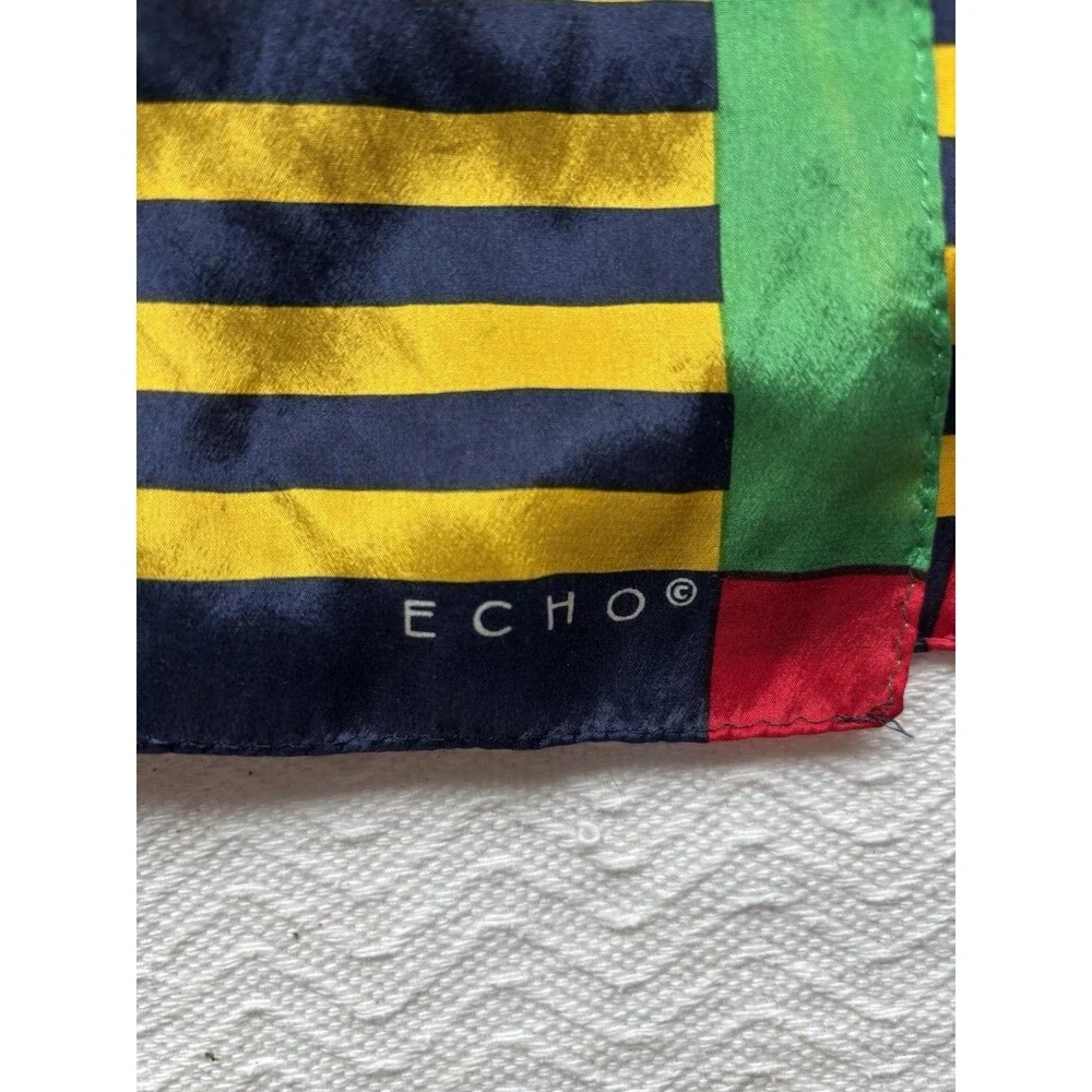 Echo Scarf Women Multi Color Striped Silk Vintage Style Long Rectangle SIZE OS